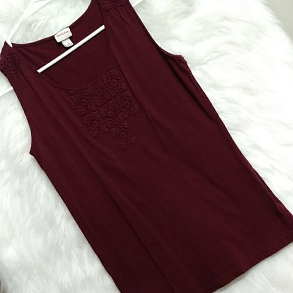 Merona Tops - MERONA Embellished Maroon Tank Top NWOT